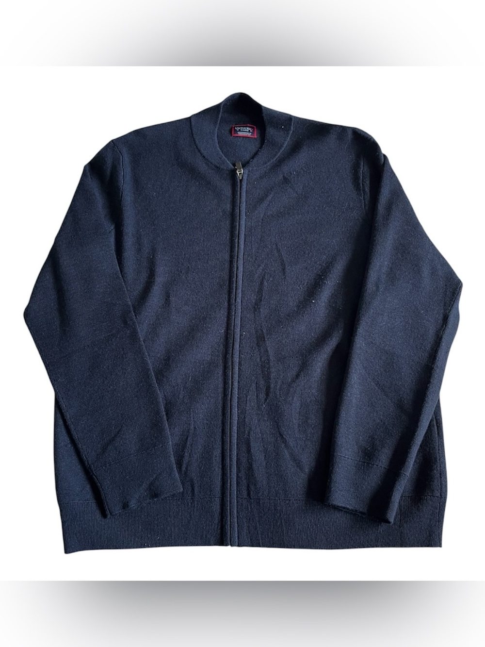 UNTUCKit Navy Blue Extrafine Merino Wool Full Zip Sweater Preppy XL